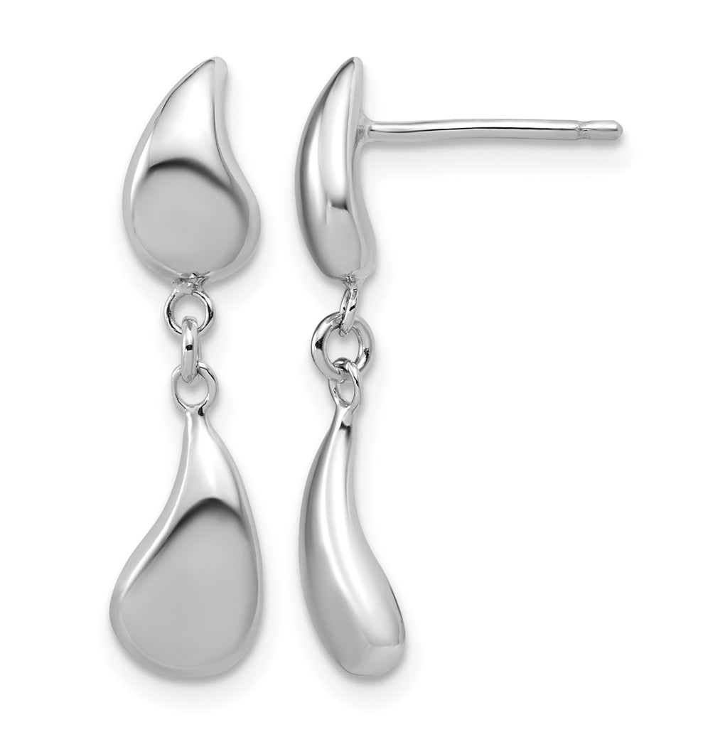 Sterling Silver RH-plated Polished Teardrop Dangle Post Earrings