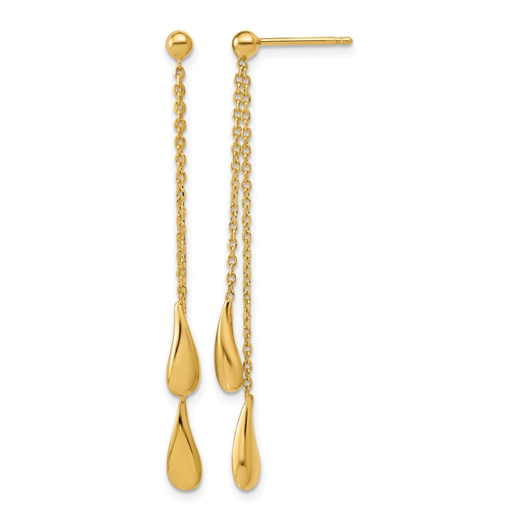Sterling Silver Gold-tone Polished Teardrop Dangle Post Earrings