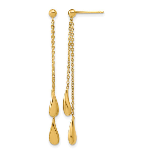 Sterling Silver Gold-tone Polished Teardrop Dangle Post Earrings