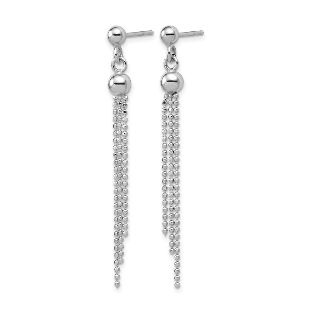 Sterling Silver RH-plated Polished D/C Fancy Dangle Post Earrings