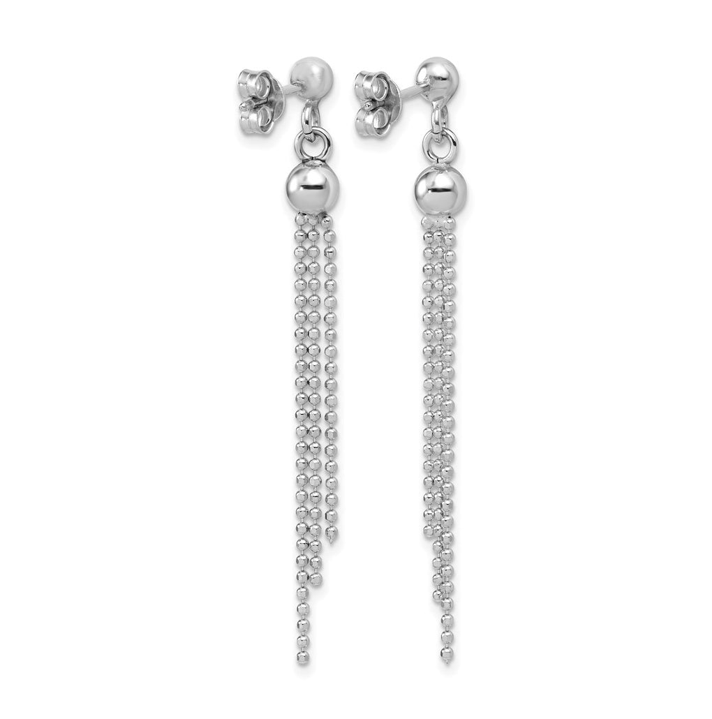 Sterling Silver RH-plated Polished D/C Fancy Dangle Post Earrings