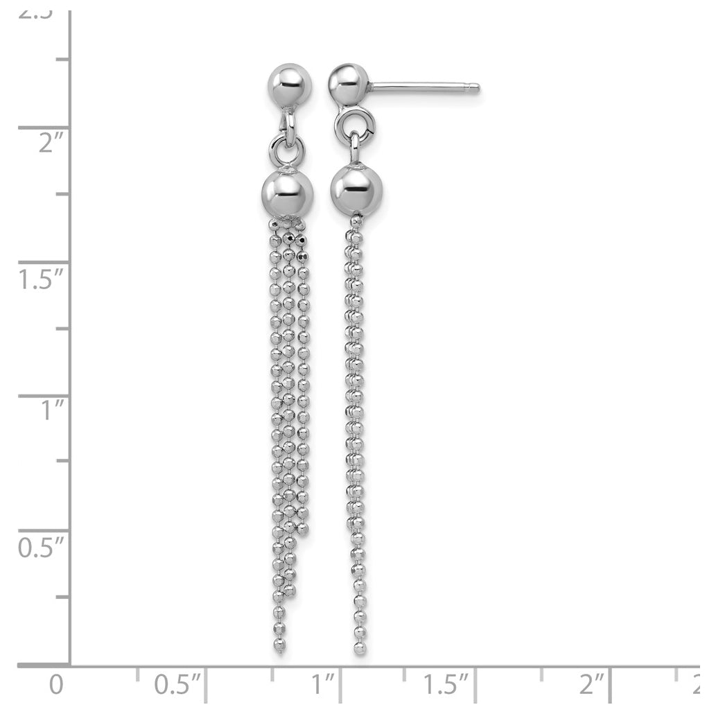 Sterling Silver RH-plated Polished D/C Fancy Dangle Post Earrings