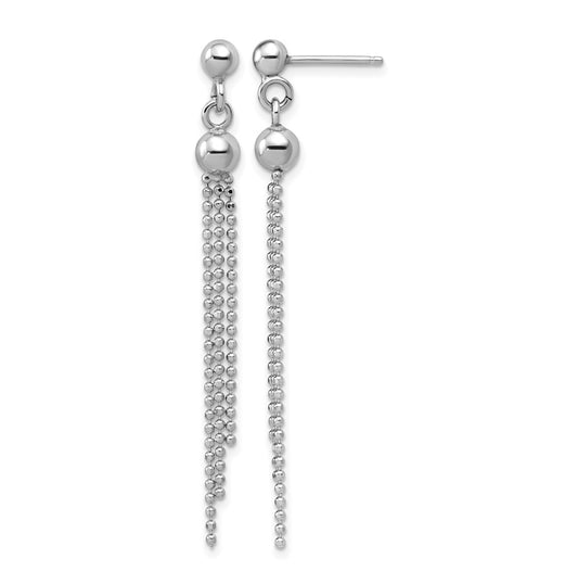 Sterling Silver RH-plated Polished D/C Fancy Dangle Post Earrings