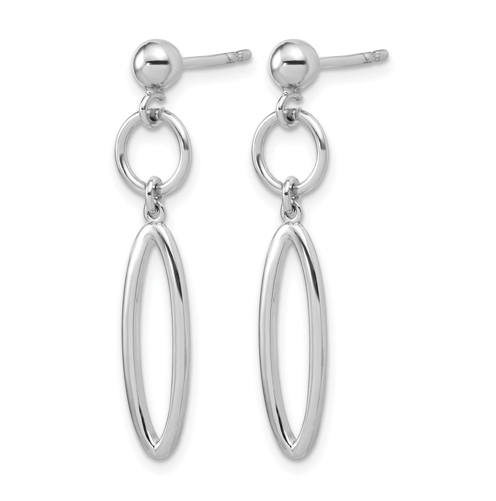 Sterling Silver RH-plated pol. Geometric Dangle Post Earrings