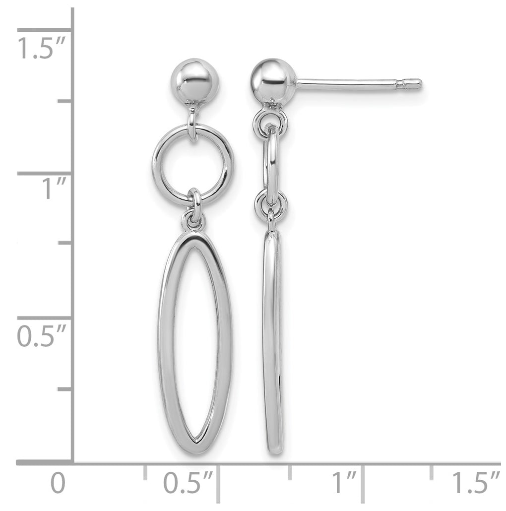Sterling Silver RH-plated pol. Geometric Dangle Post Earrings
