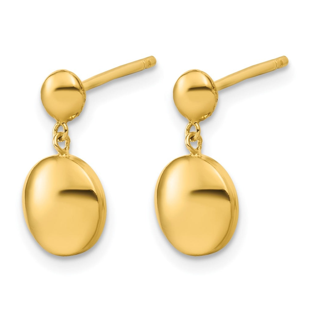 Sterling Silver Gold-tone Polished Circle Dangle Post Earrings