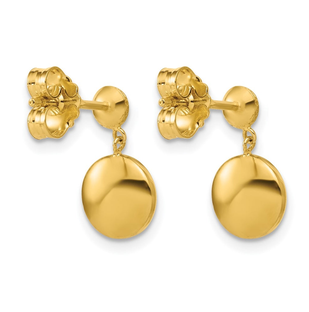 Sterling Silver Gold-tone Polished Circle Dangle Post Earrings
