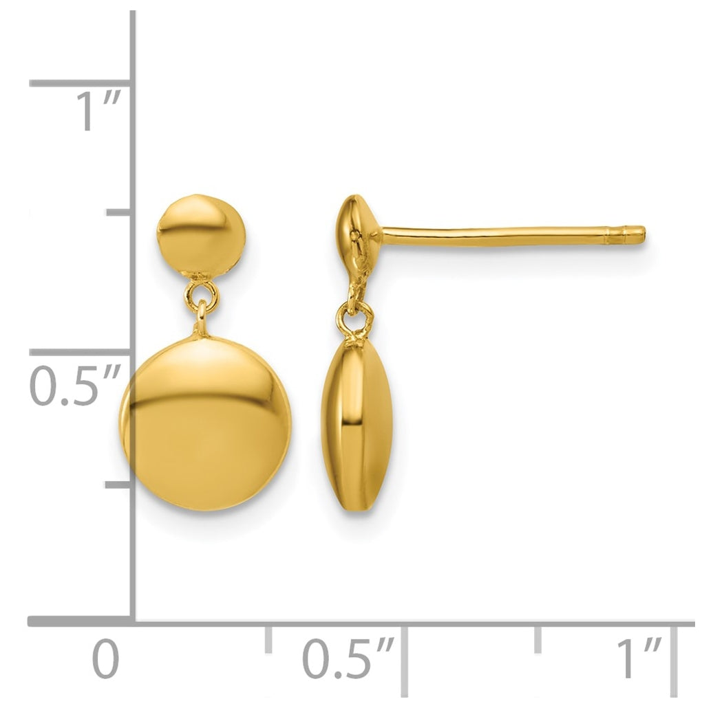 Sterling Silver Gold-tone Polished Circle Dangle Post Earrings