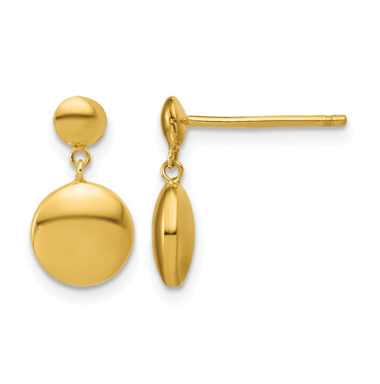 Sterling Silver Gold-tone Polished Circle Dangle Post Earrings