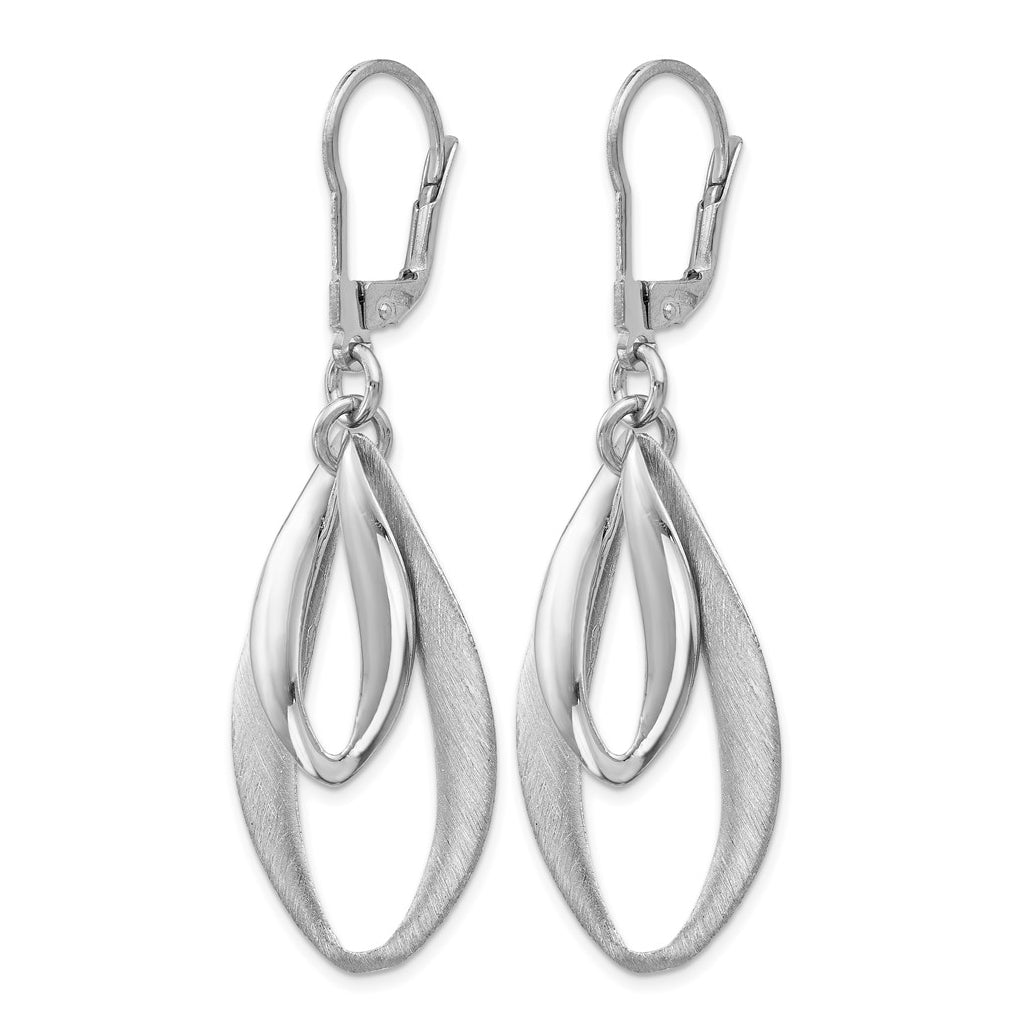 Leslie's Sterling Silver Rhodium-plated Polished & Brushed Leverback Earrings – Elegant Jewelry Gift for Birthday, Anniversary, Engagement, Wedding