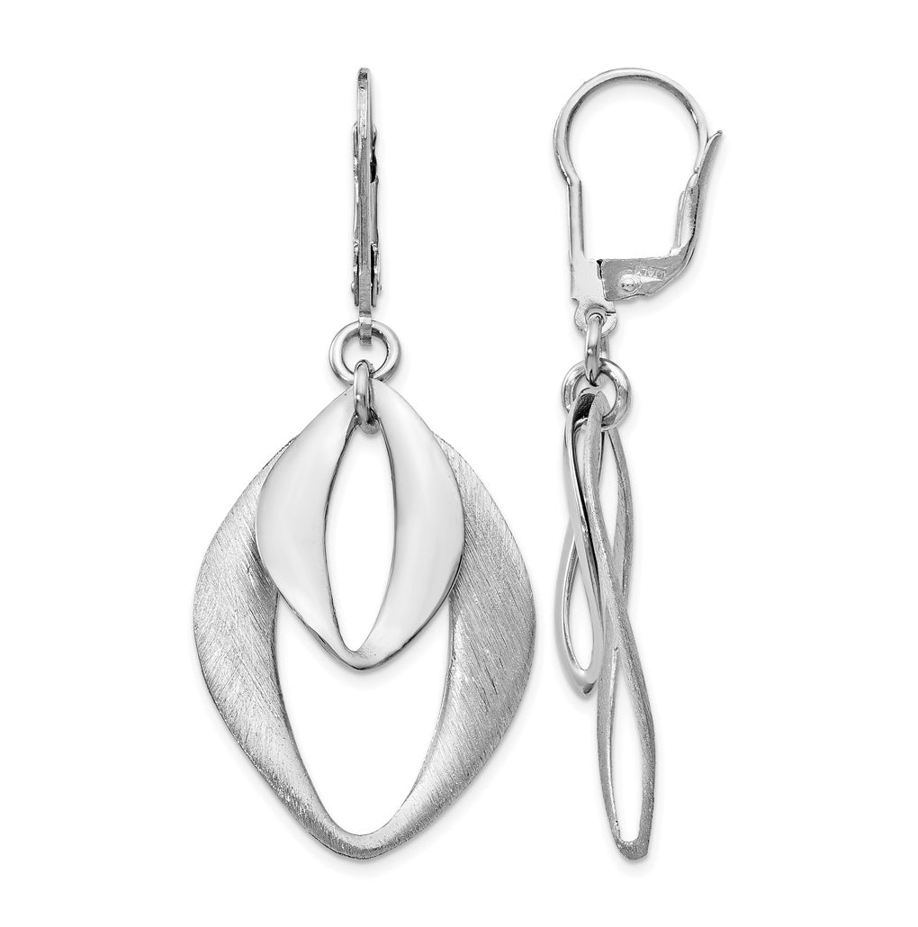 Leslie's Sterling Silver Rhodium-plated Polished & Brushed Leverback Earrings – Elegant Jewelry Gift for Birthday, Anniversary, Engagement, Wedding
