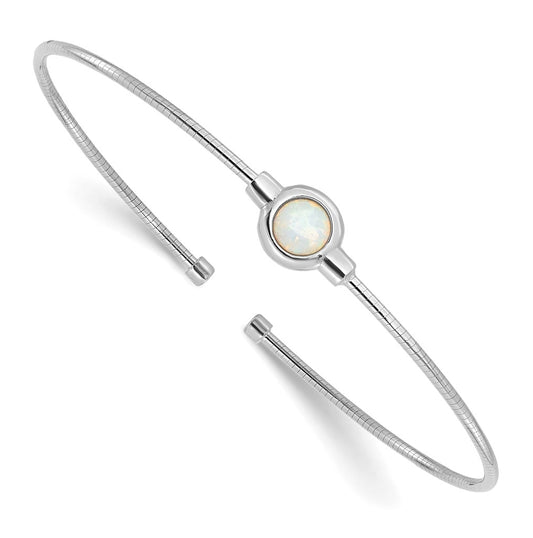 Sterling Silver RH-plated Polished Opal Cuff Bracelet