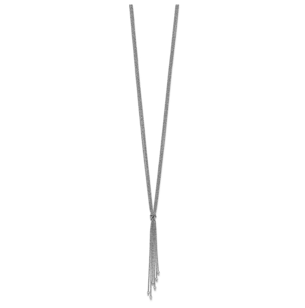 Sterling Silver RH-plt Pol/Dia-cut Drop w/2in ext. Necklace
