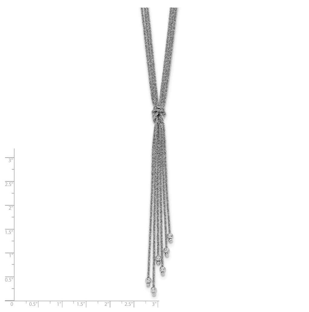 Sterling Silver RH-plt Pol/Dia-cut Drop w/2in ext. Necklace
