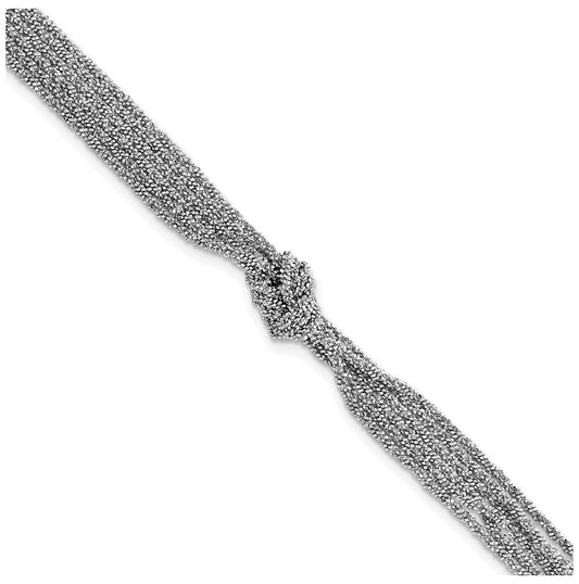 Sterling Silver RH-plt Pol/Dia-cut Multi-strand w/1in ext Bracelet