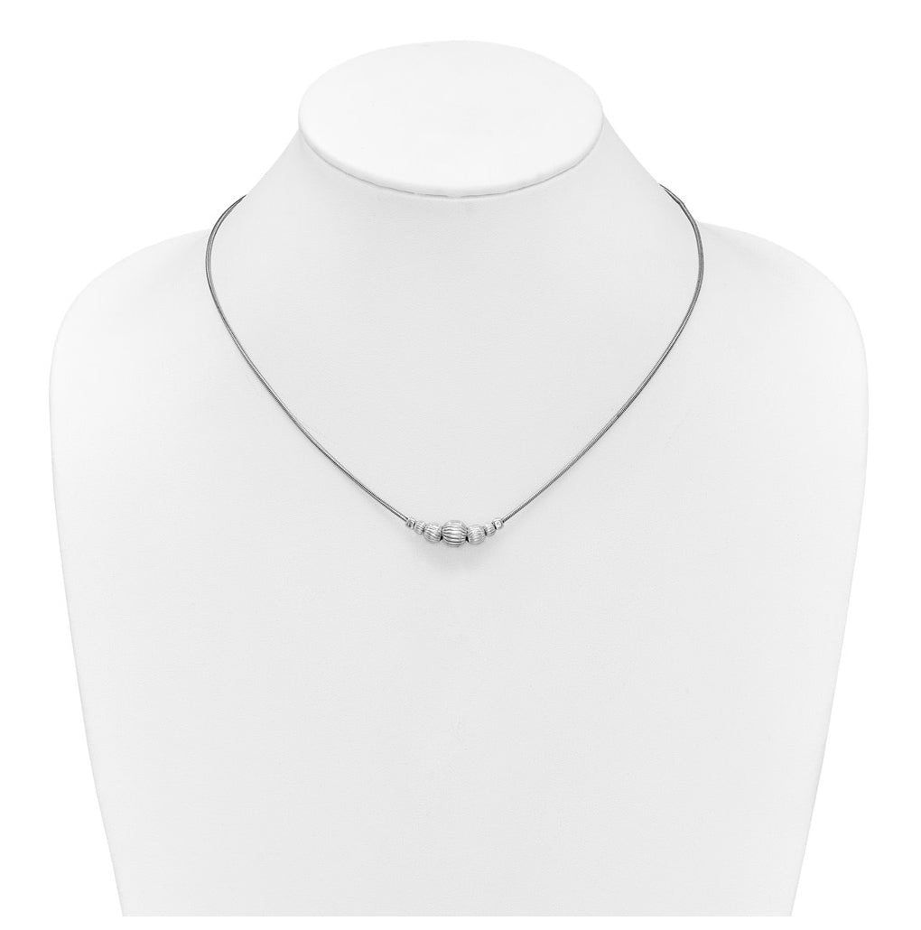 Sterling Silver Rhodium-Plated with Beads Necklace