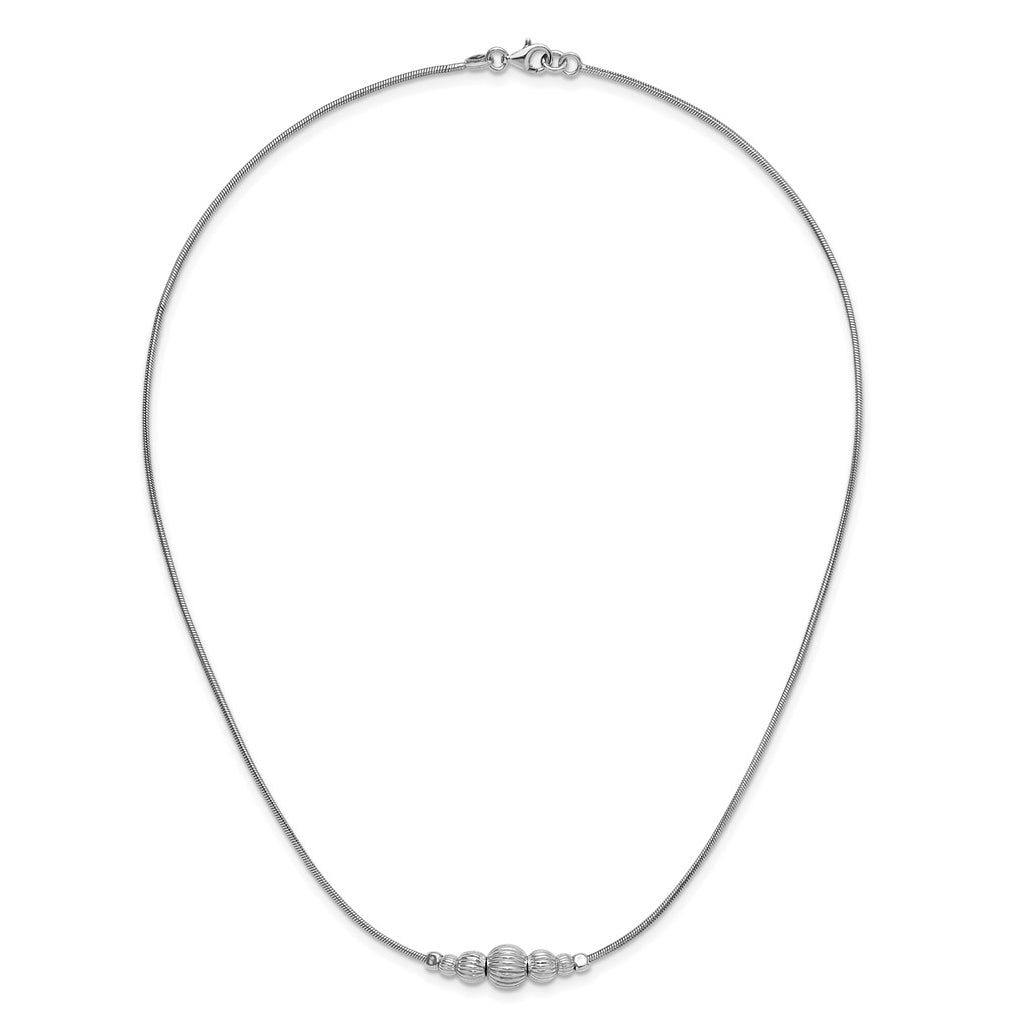 Sterling Silver Rhodium-Plated with Beads Necklace