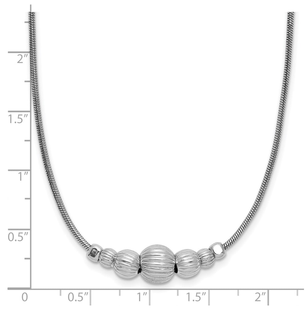 Sterling Silver Rhodium-Plated with Beads Necklace