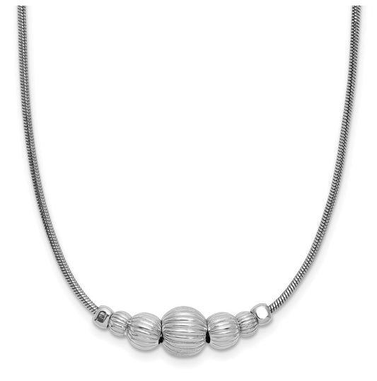 Sterling Silver Rhodium-Plated with Beads Necklace