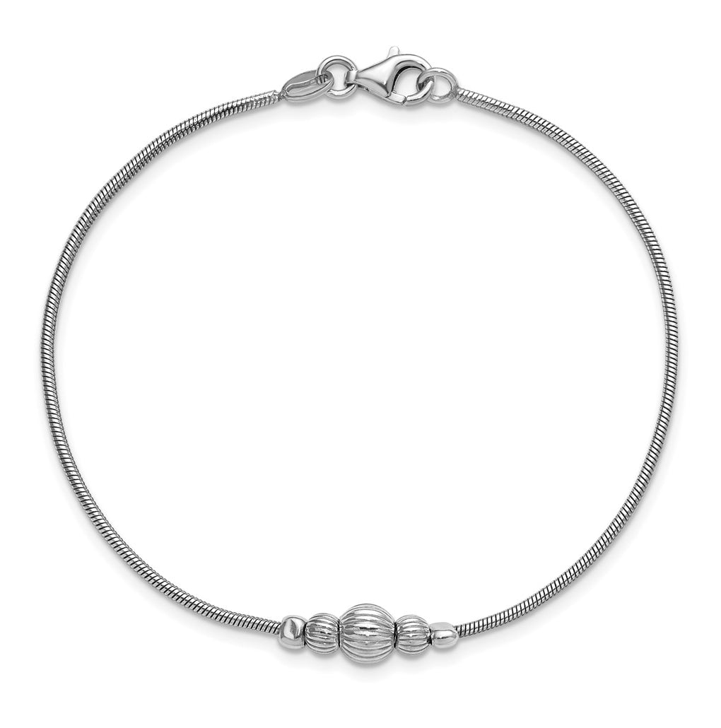 Sterling Silver Rhodium-Plated with Beads Bracelet