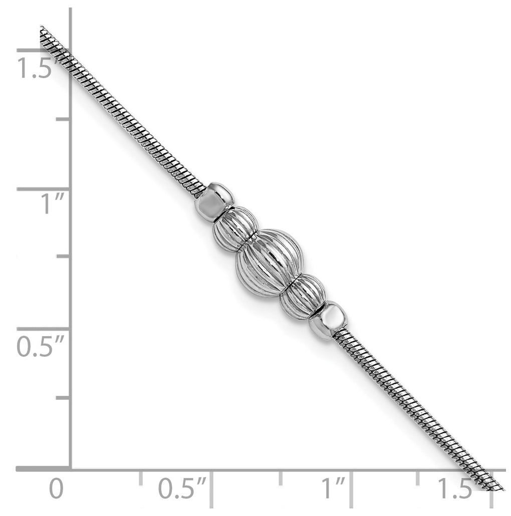 Sterling Silver Rhodium-Plated with Beads Bracelet