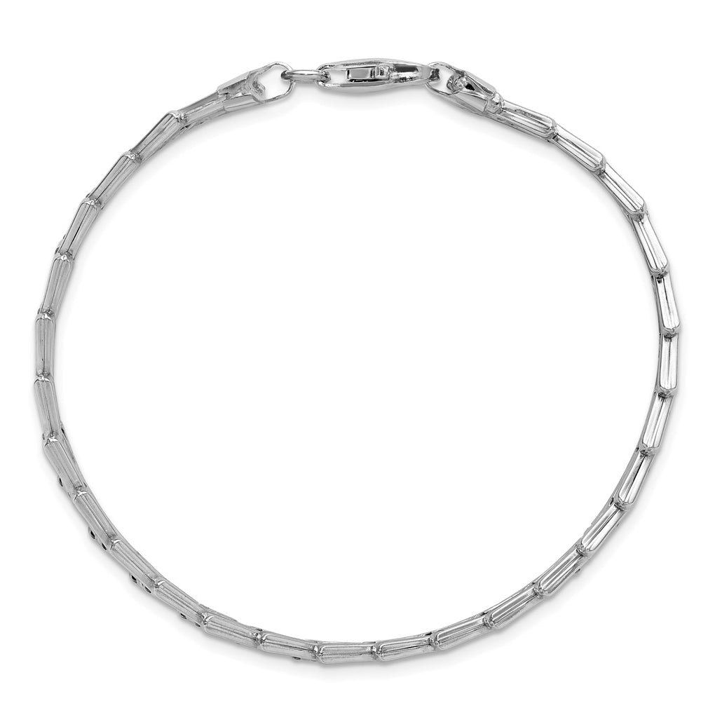Sterling Silver Rhodium-Plated Flat Fancy Link Bracelet