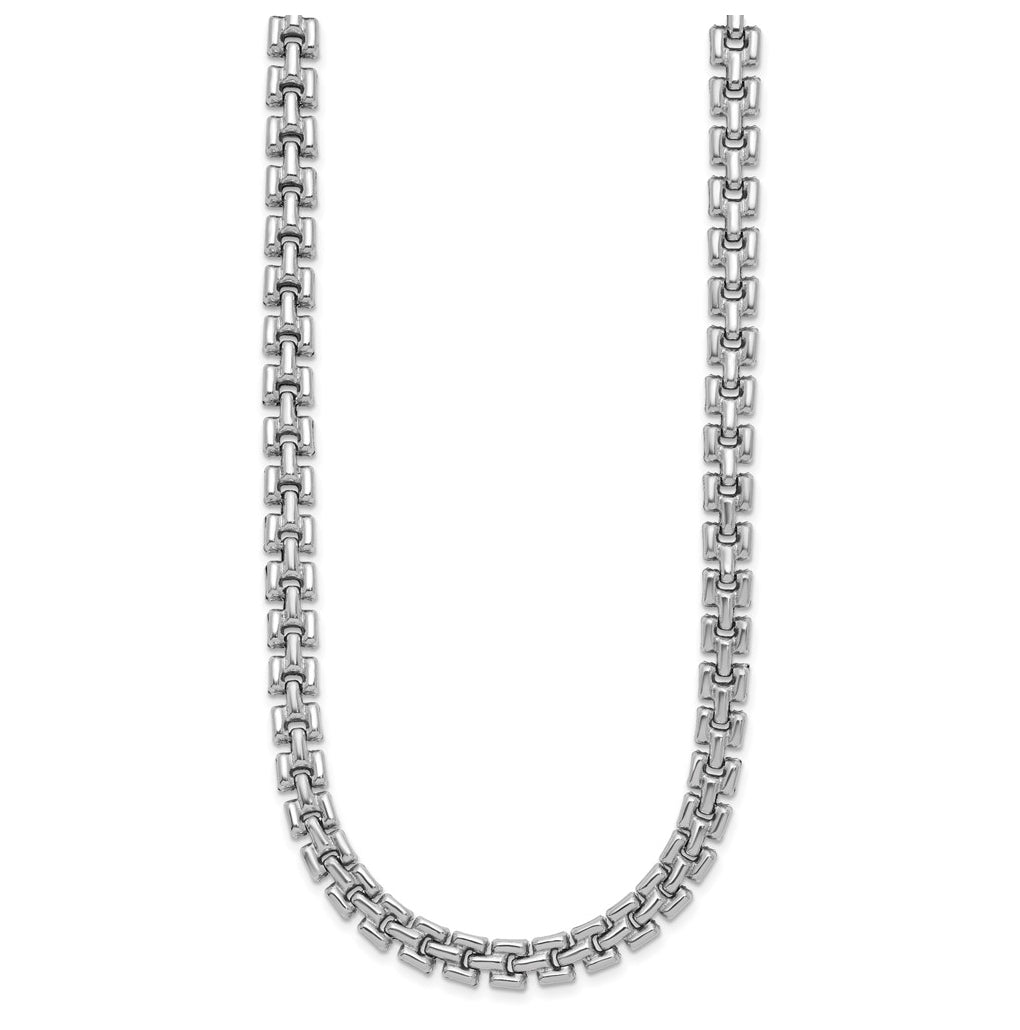 Sterling Silver Rhodium-Plated Polished Fancy Link Necklace