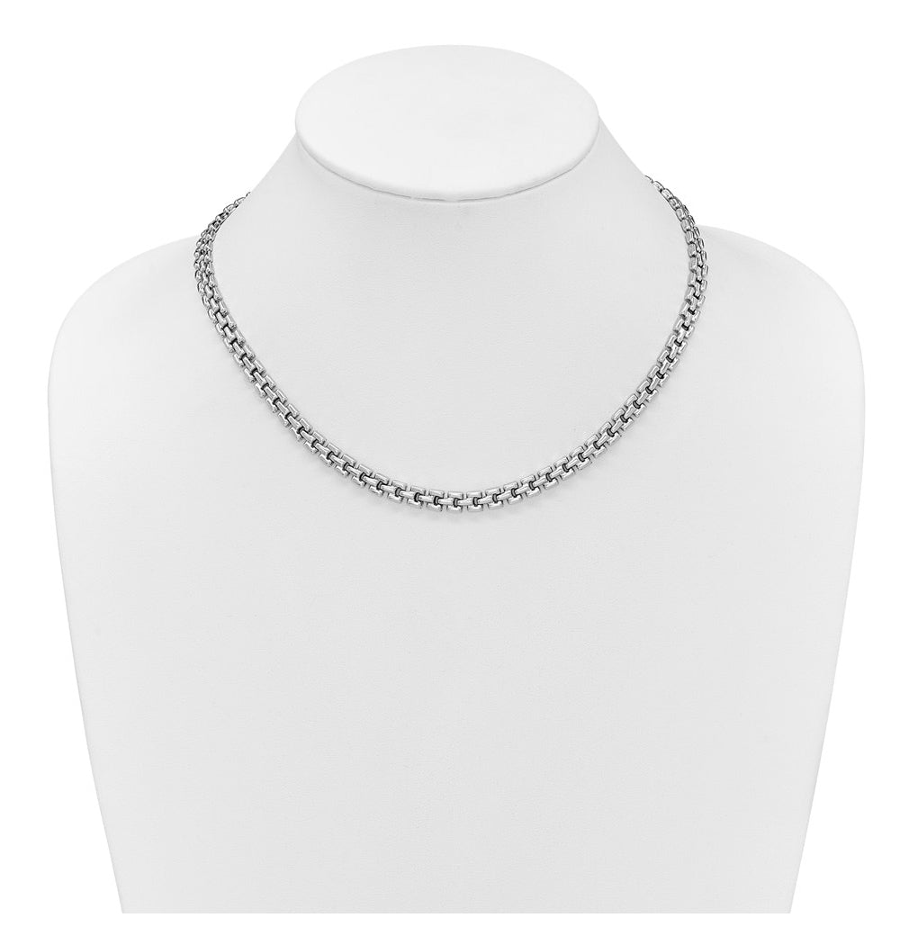 Sterling Silver Rhodium-Plated Polished Fancy Link Necklace