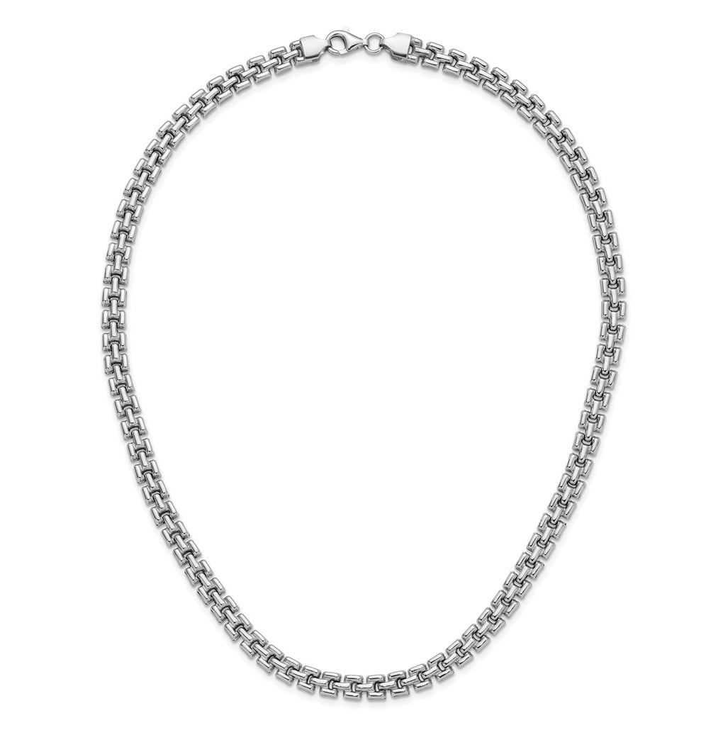 Sterling Silver Rhodium-Plated Polished Fancy Link Necklace