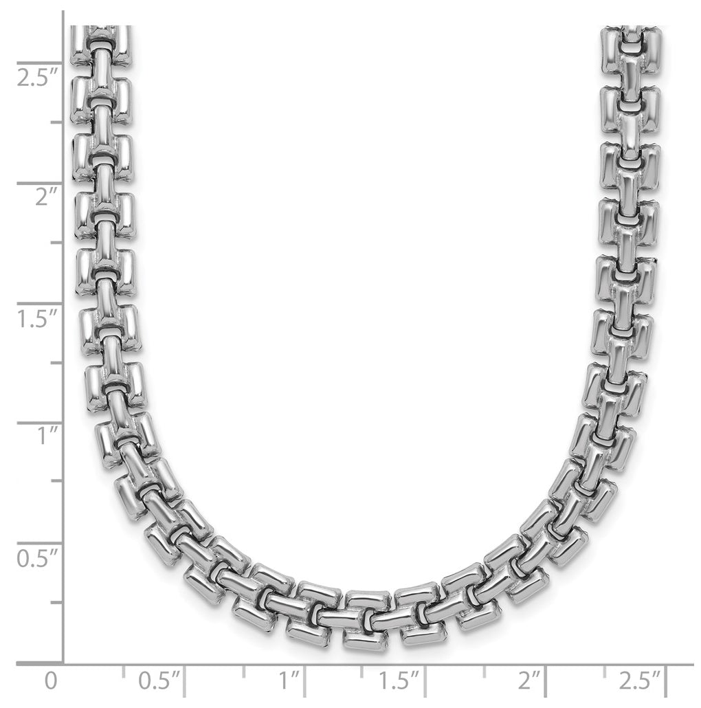 Sterling Silver Rhodium-Plated Polished Fancy Link Necklace