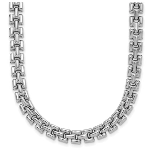 Sterling Silver Rhodium-Plated Polished Fancy Link Necklace