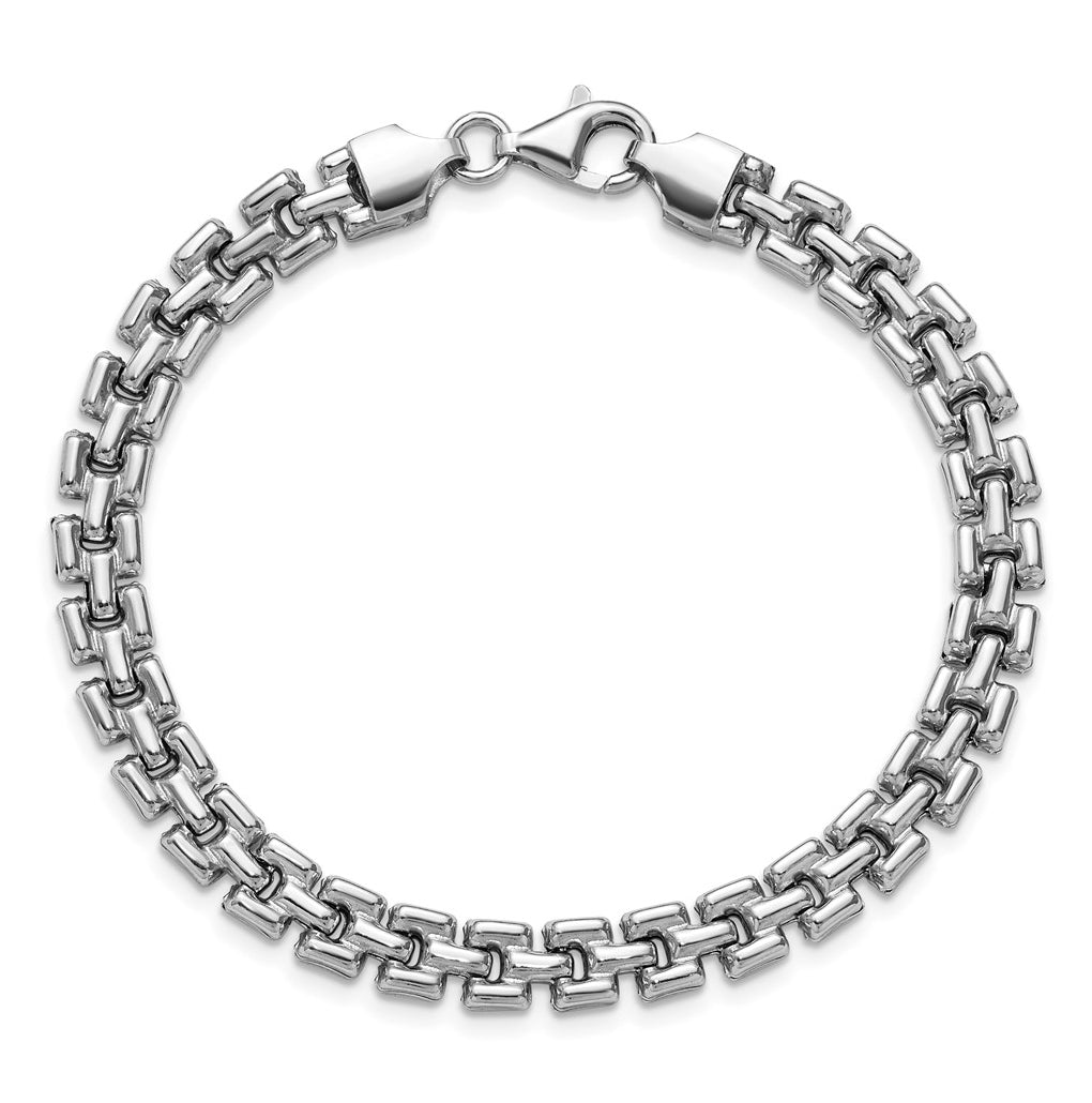 Sterling Silver Rhodium-Plated Fancy Link Bracelet