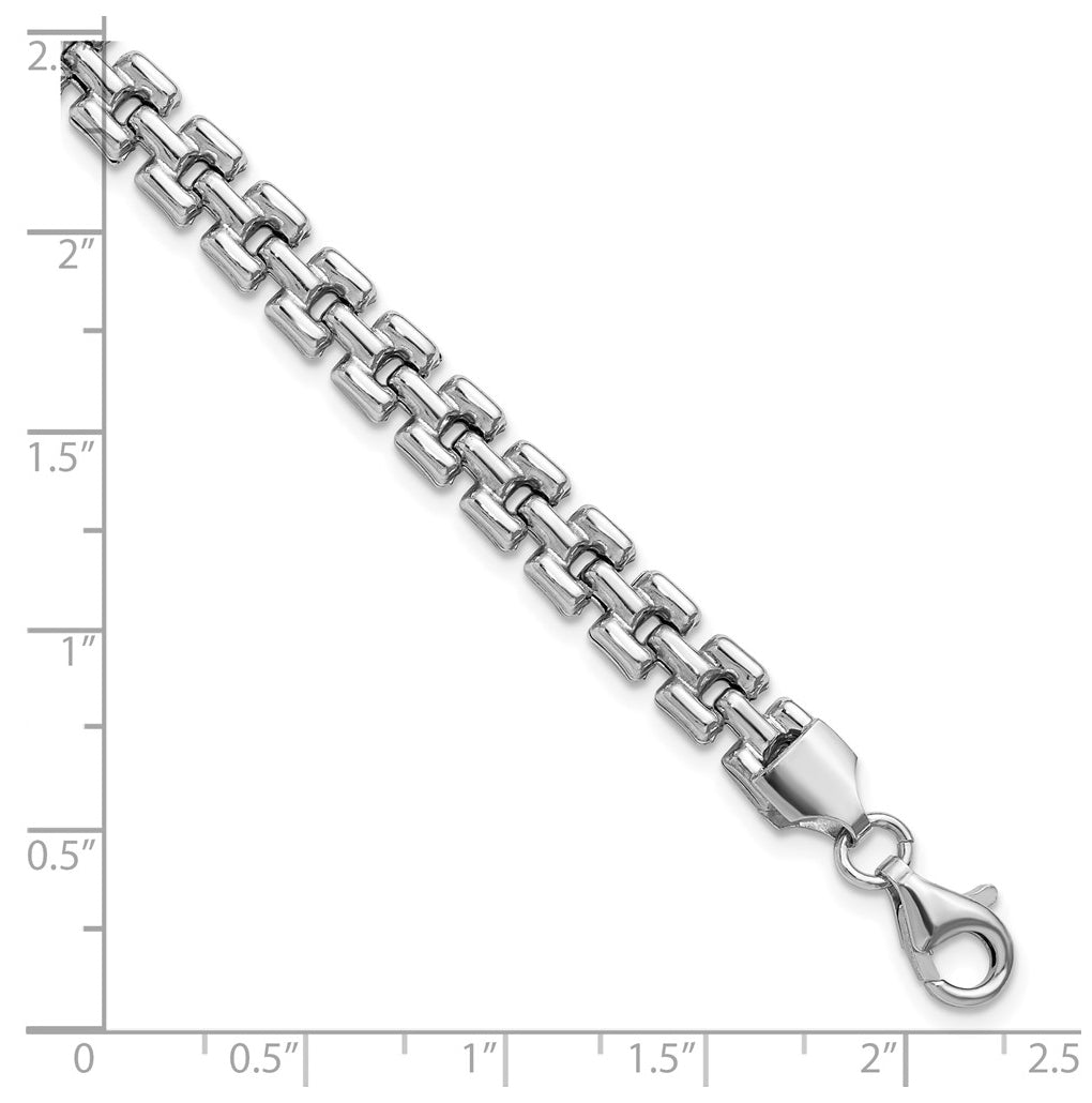 Sterling Silver Rhodium-Plated Fancy Link Bracelet