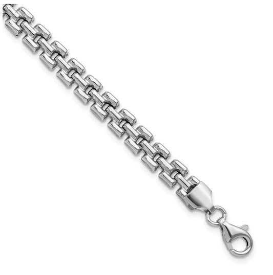 Sterling Silver Rhodium-Plated Fancy Link Bracelet