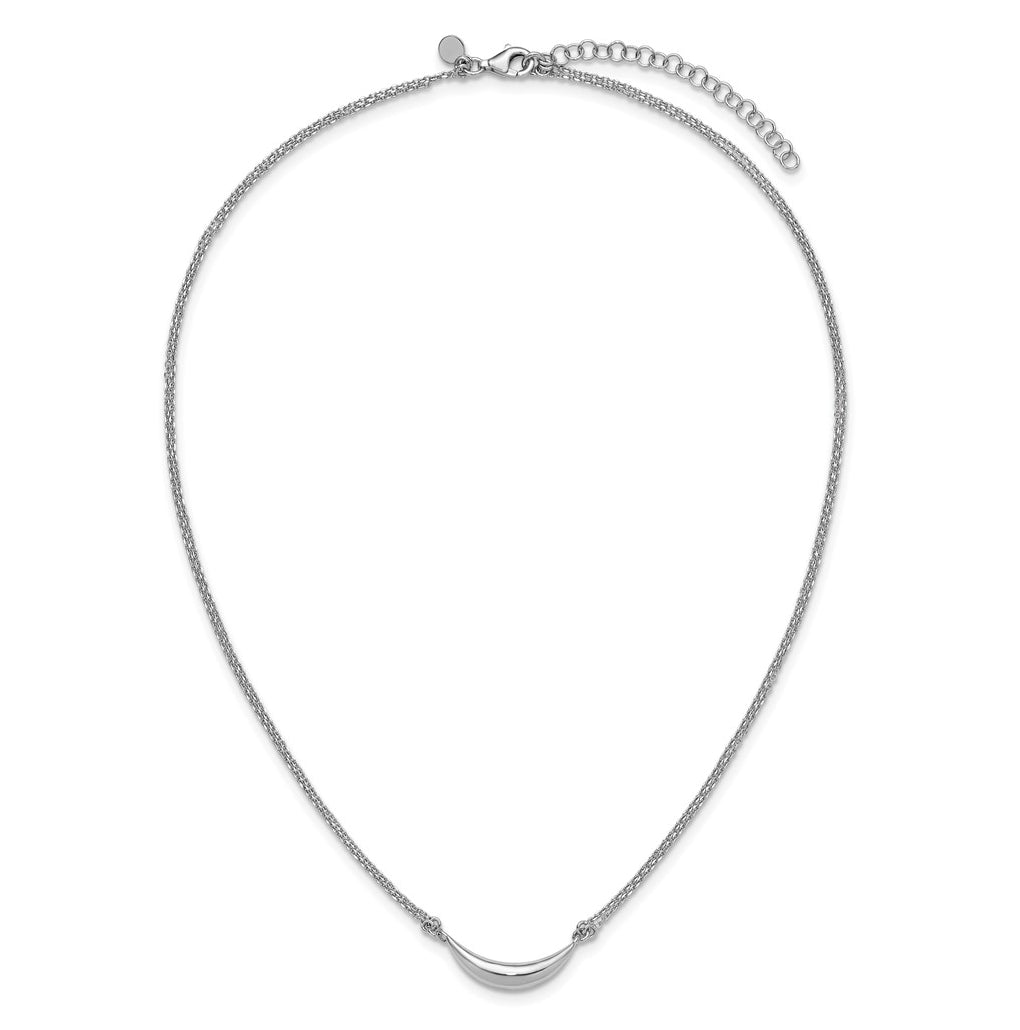Sterling Silver RH-plated Curved Bar 2-Strand w/2in ext. Necklace