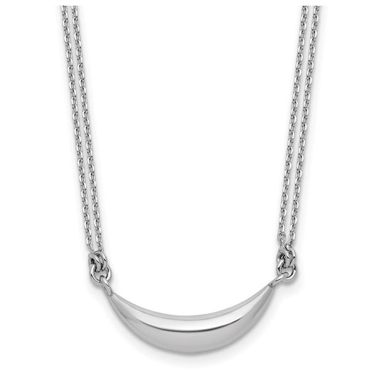 Sterling Silver RH-plated Curved Bar 2-Strand w/2in ext. Necklace