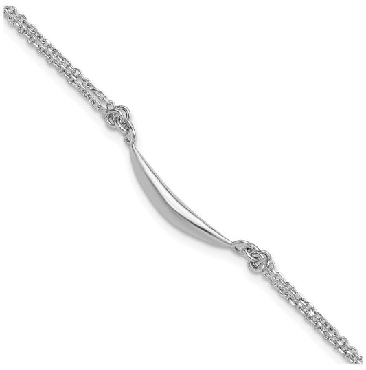 Sterling Silver RH-plated Fancy Bar 2-Strand w/.75in ext. Bracelet
