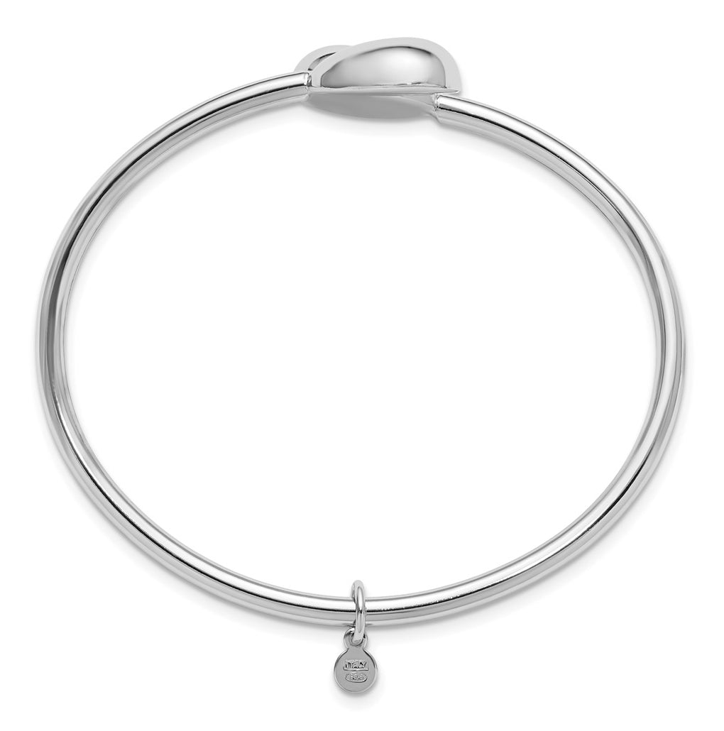 Sterling Silver RH-plated Teardrop accent Flexible Bypass Bangle
