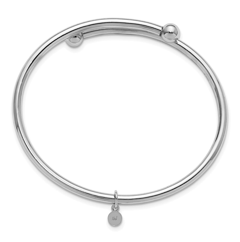 Sterling Silver RH-plated Flexible Bypass Bangle