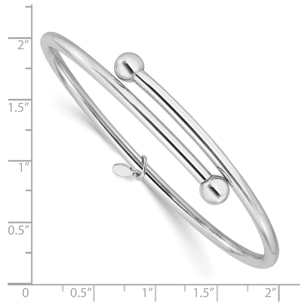 Sterling Silver RH-plated Flexible Bypass Bangle