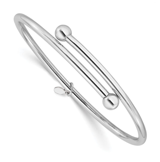 Sterling Silver RH-plated Flexible Bypass Bangle