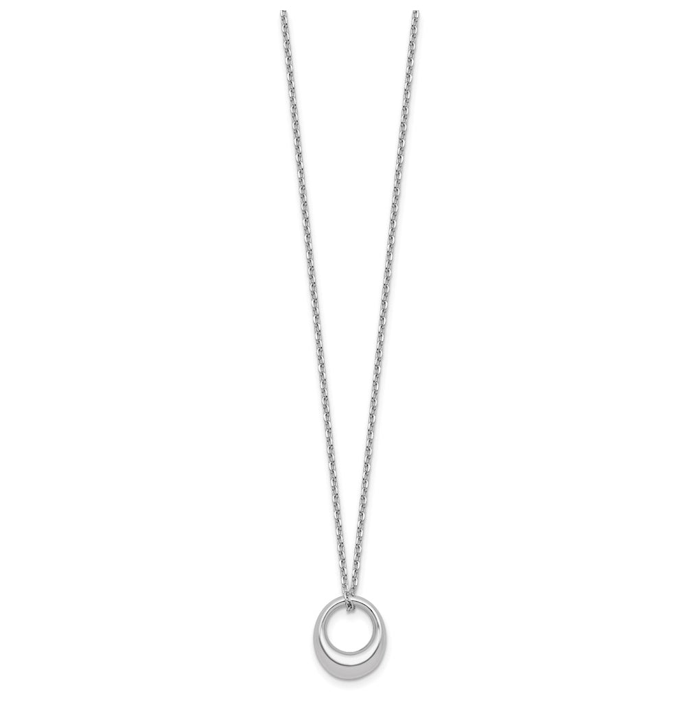 Sterling Silver RH-plated Fancy Open Circle w/2in ext. Necklace