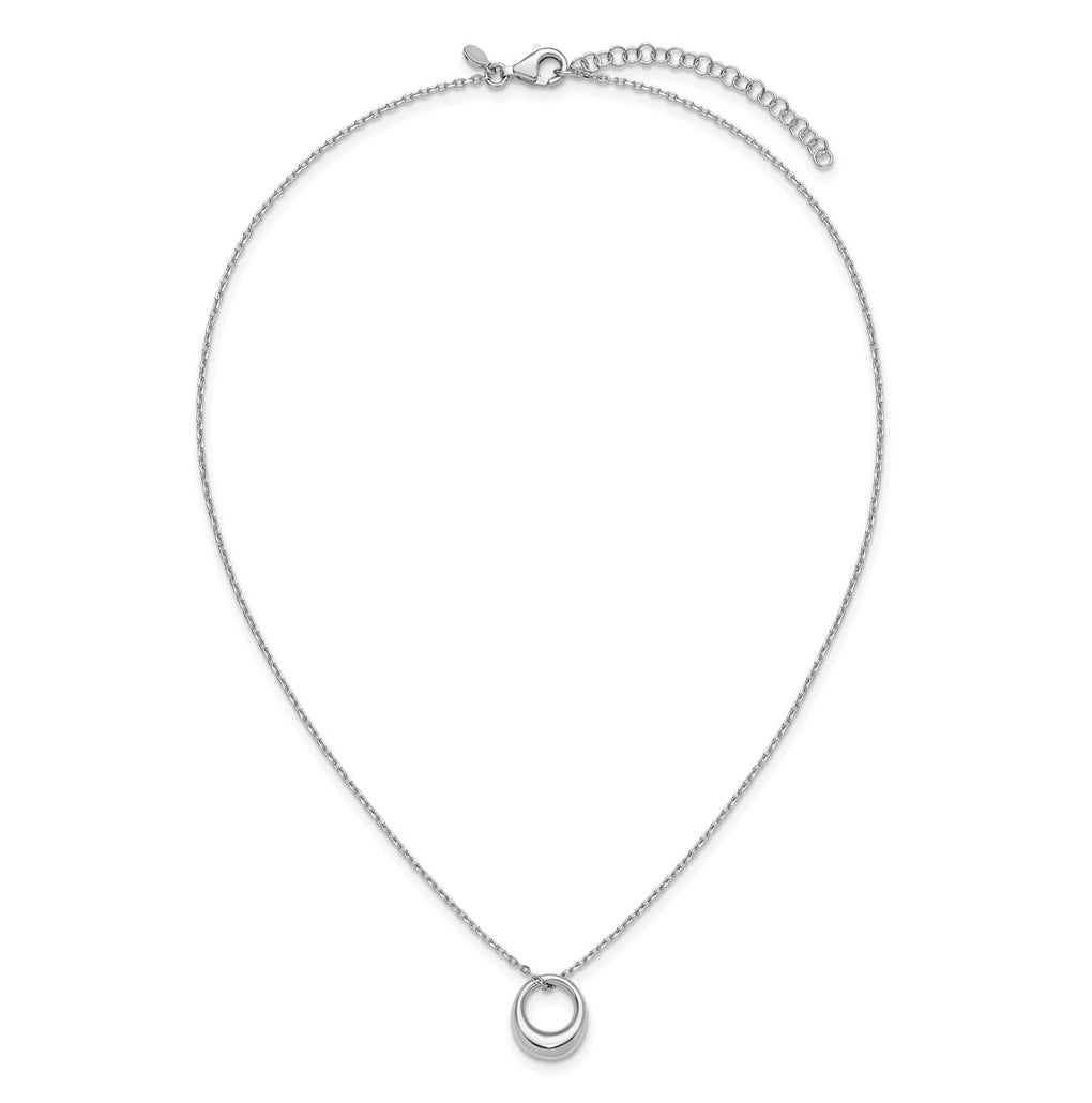 Sterling Silver RH-plated Fancy Open Circle w/2in ext. Necklace