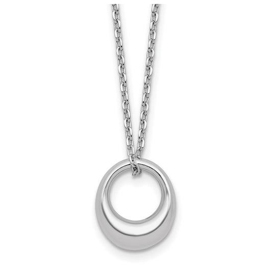 Sterling Silver RH-plated Fancy Open Circle w/2in ext. Necklace