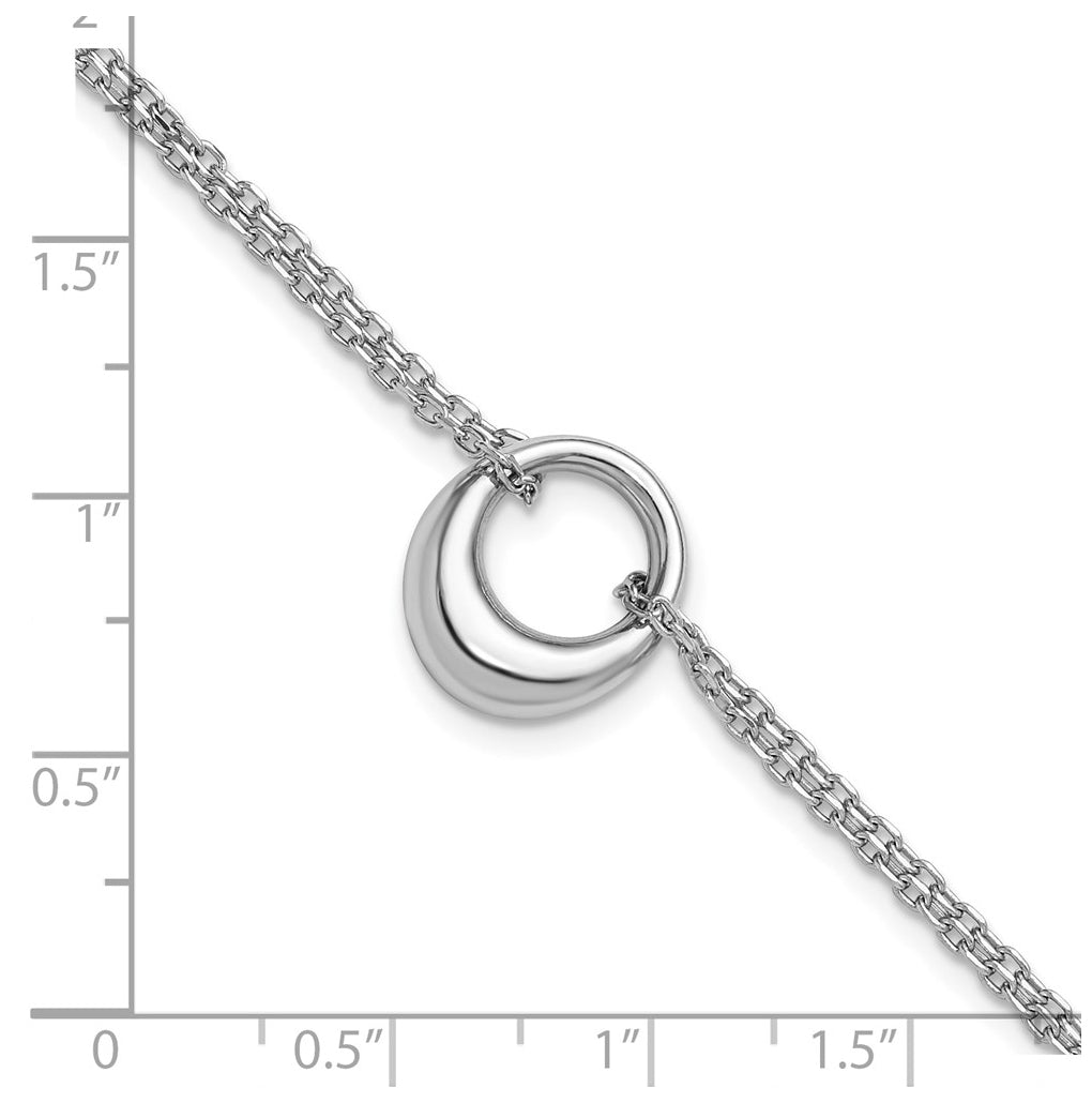 Sterling Silver RH-plated Open Circle 2-Strand w/1in ext. Bracelet