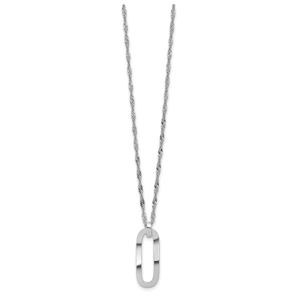 Sterling Silver RH-plated Oval Accent w/2in ext. Necklace