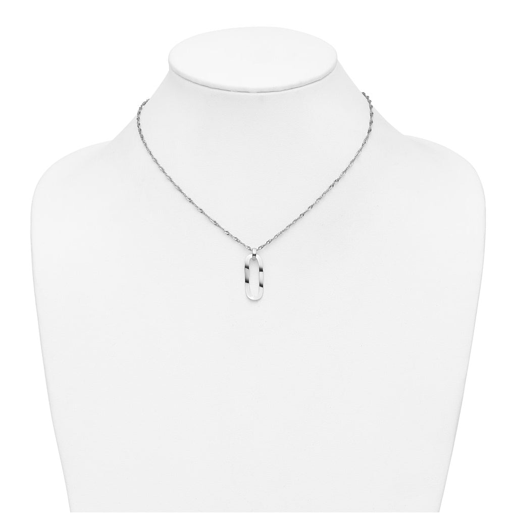 Sterling Silver RH-plated Oval Accent w/2in ext. Necklace