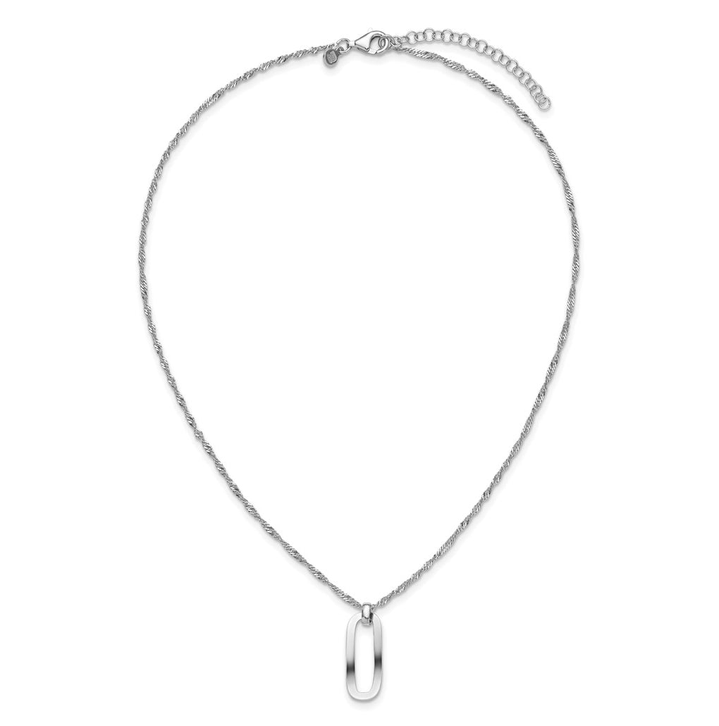 Sterling Silver RH-plated Oval Accent w/2in ext. Necklace