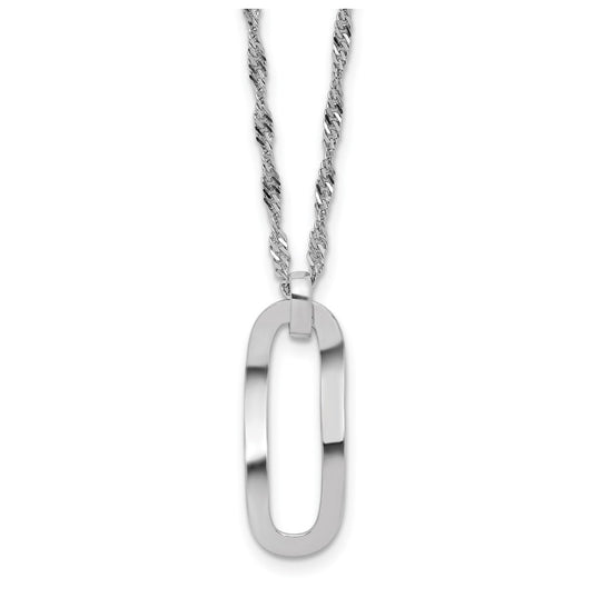 Sterling Silver RH-plated Oval Accent w/2in ext. Necklace