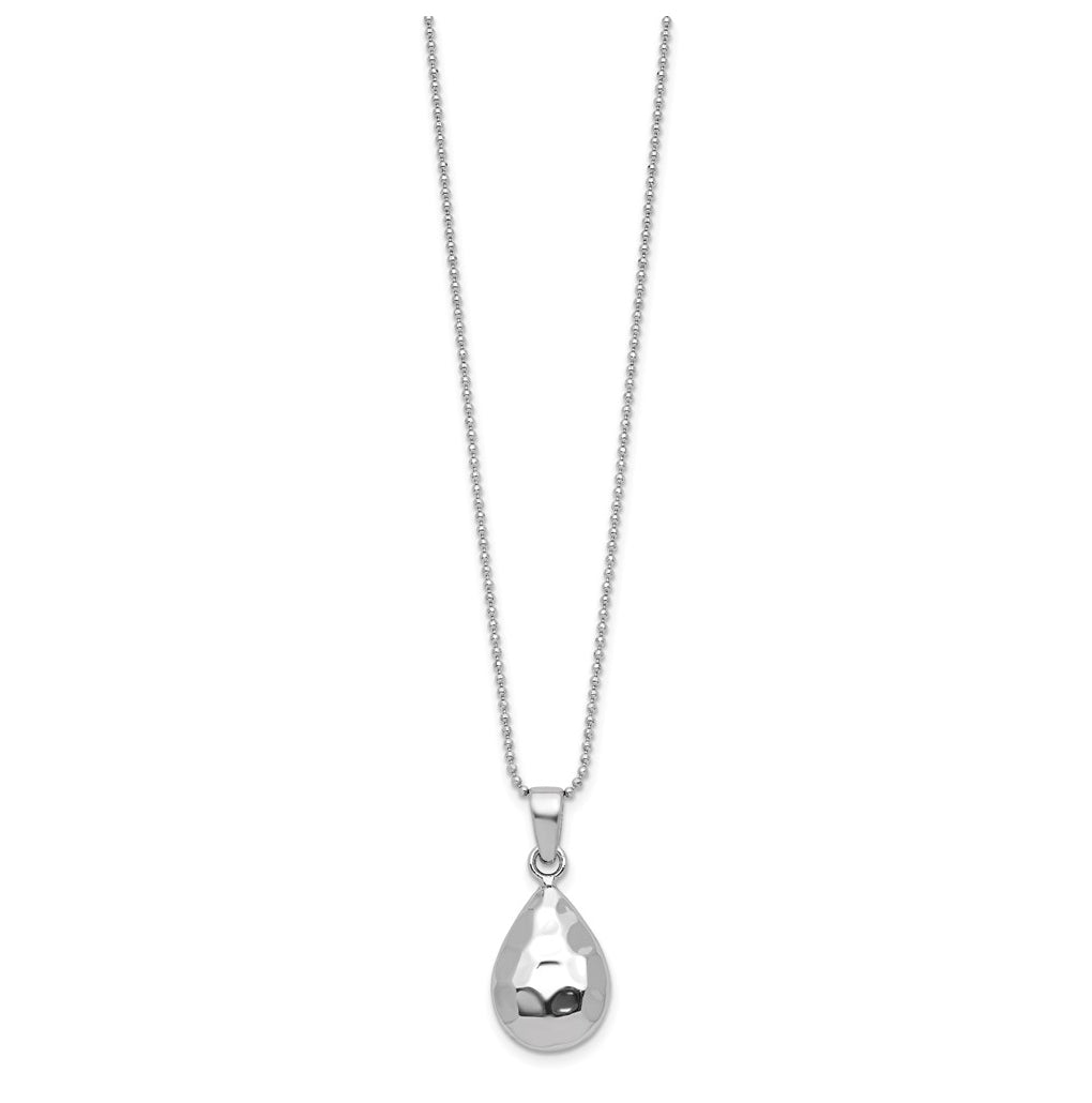 Sterling Silver RH-plated Hammered Pendant Necklace